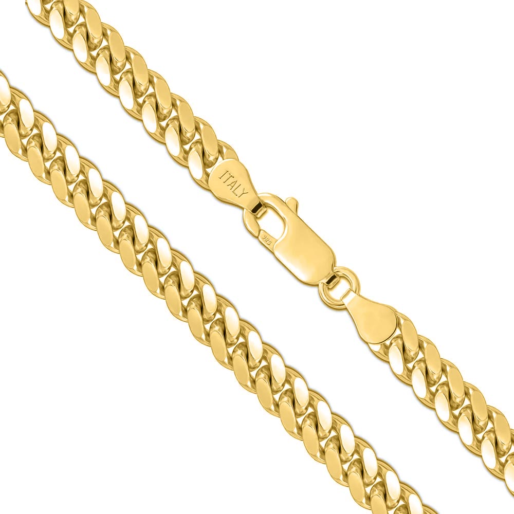 14k vermeil italian gold over silver cuban link chain .925 Sterling Silver mens jewelry the gold gods