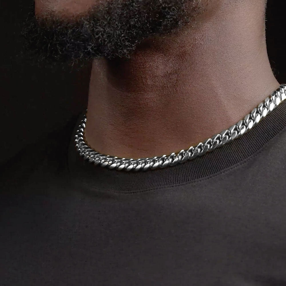 18inch 10mm silver cuban link chain .925 Sterling Silver mens jewelry the gold gods