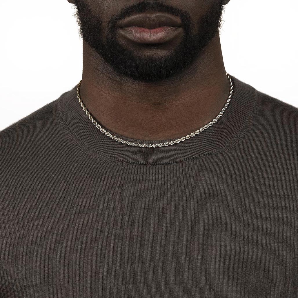 4mm 18 inch White Gold Rope Chain The Gold Gods