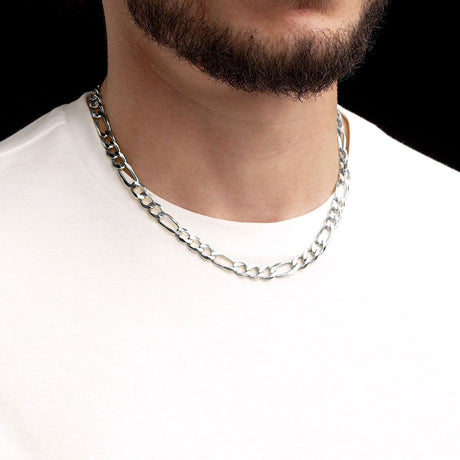 18inch 7.5mm Silver Figaro Chain .925 Sterling Silver The Gold Gods Mens jewelry
