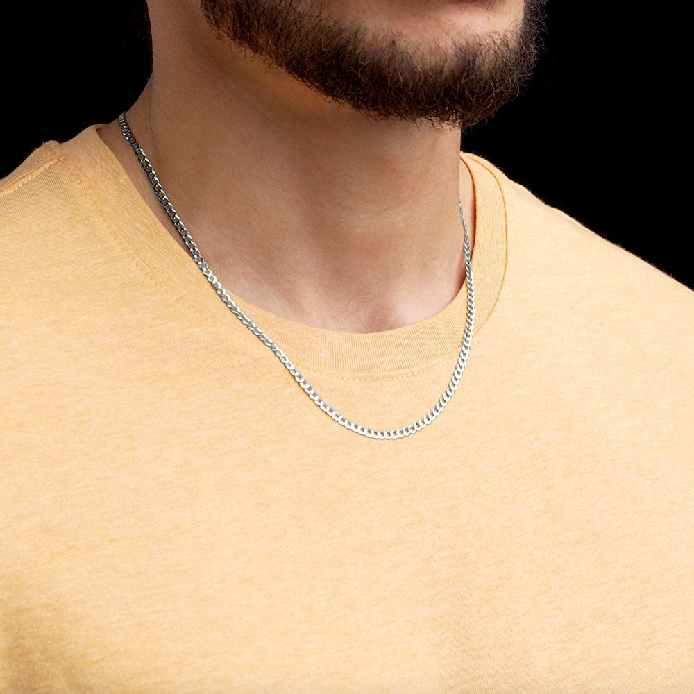 20inch 3mm Silver Curb Cuban Link Chain .925 Sterling Silver