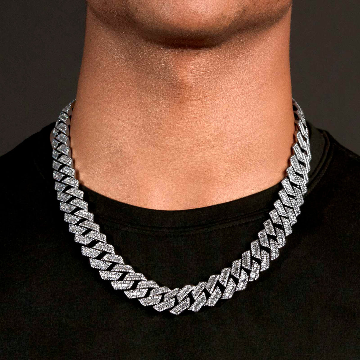 Diamond Baguette Straight Edge Cuban Chain 18mm