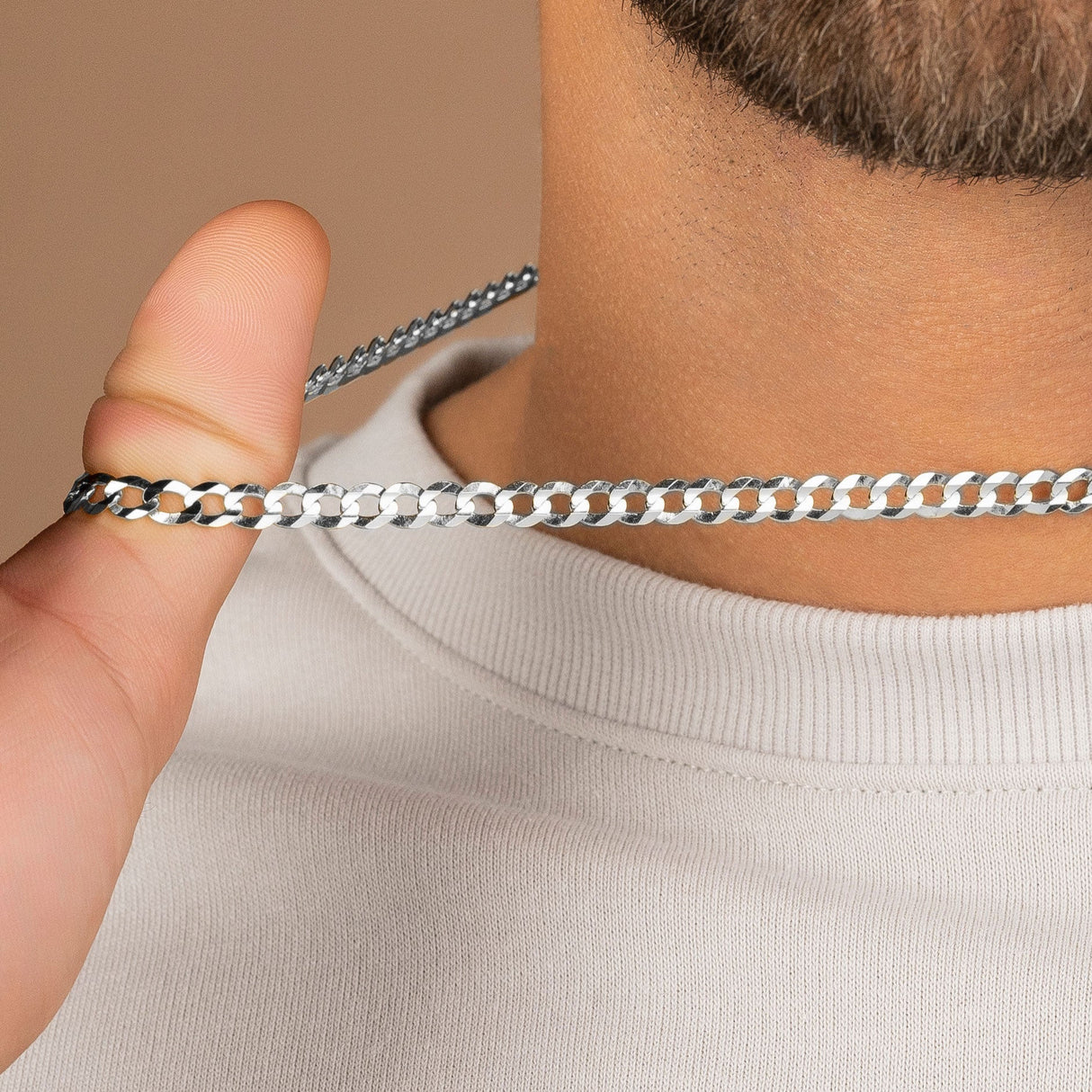 22inch 5mm Silver Curb Cuban Link Chain .925 Sterling Silver