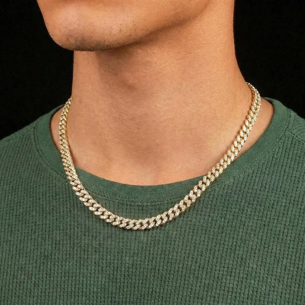 Gold Miami Diamond Cuban Link Chain 8mm The Gold Gods front view model