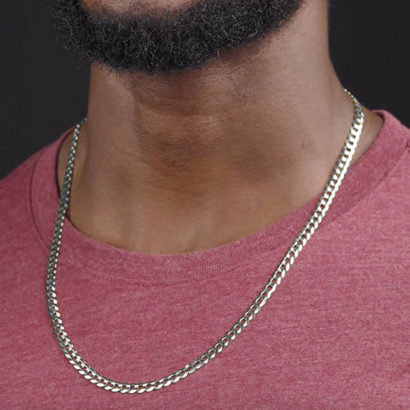 24inch 5mm Silver Curb Cuban Link Chain .925 Sterling Silver