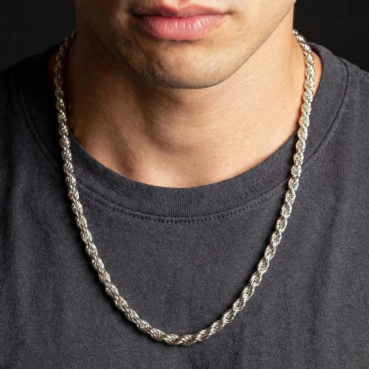 24inch 5mm 925 italian silver rope chain on neck the gold gods mens jewelry 2026