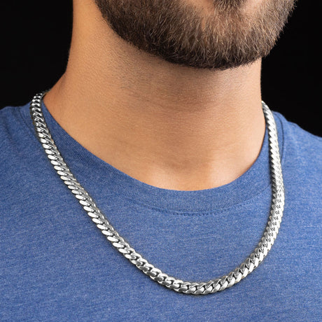 8mm 24inch SIlver Cuban Link Chain - The Gold Gods  Men's Jewelry