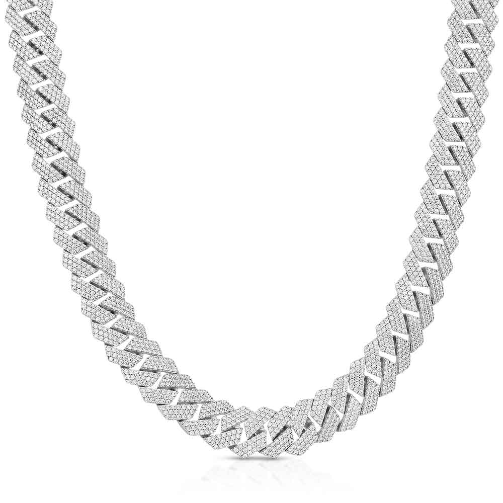 Diamond Cuban Chain 18mm 3 Row White The Gold Gods 2