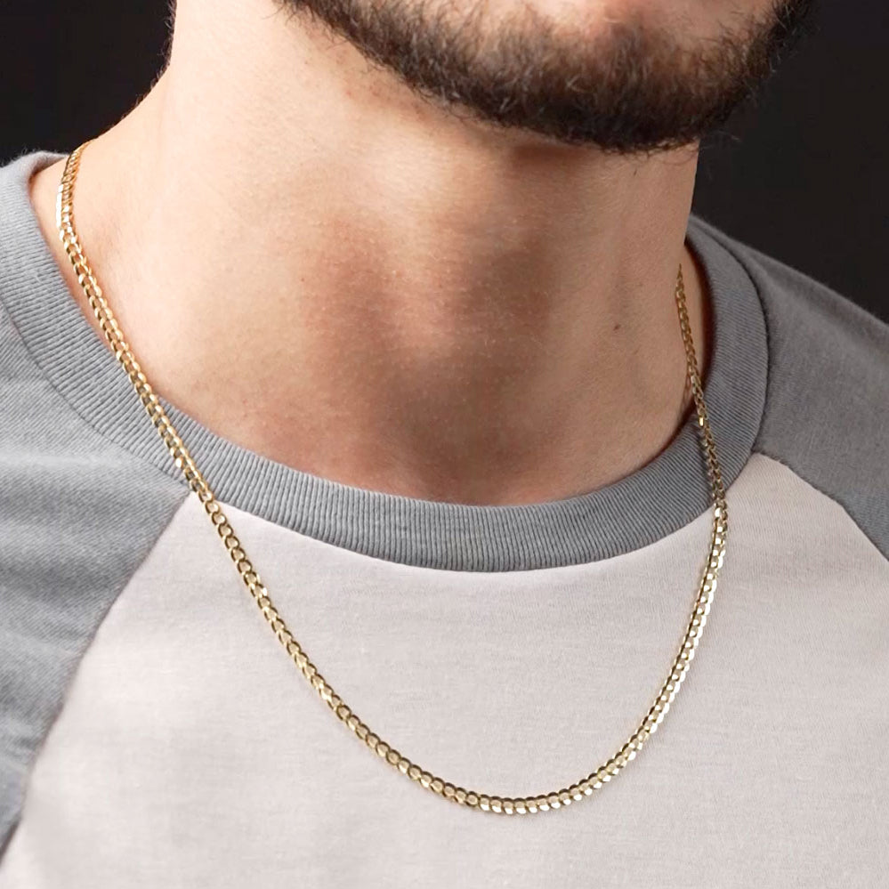 4mm 22inch Vermeil Curb Cuban Chain Italian .925 Sterling Silver The Gold Gods Men's jewelry
