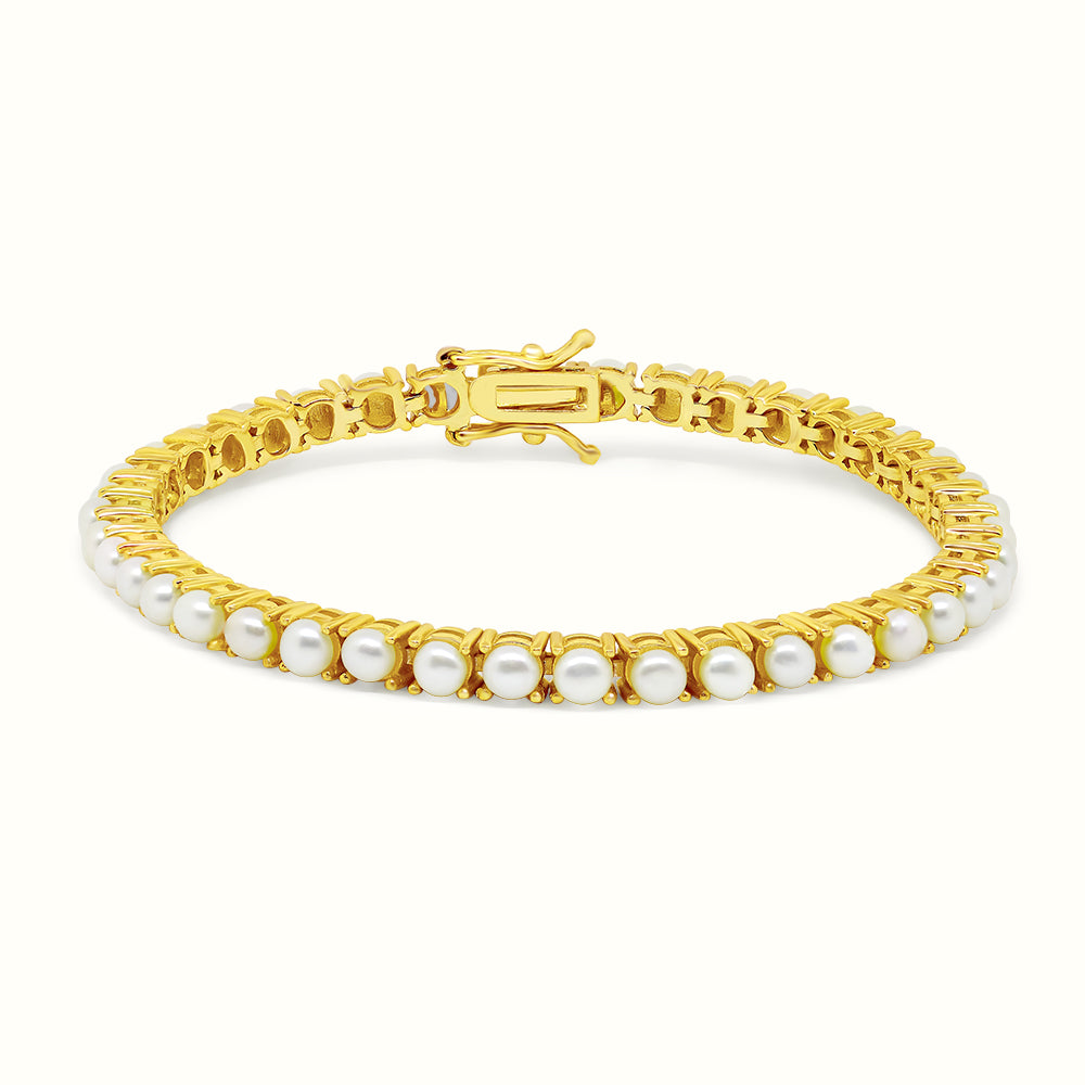 Women's Vermeil Pearl Tennis Bracelet The Gold Goddess Women’s Jewelry By The Gold Gods