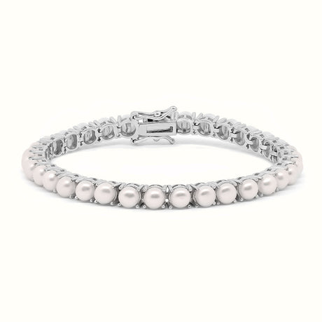 Women's silver Pearl Tennis Bracelet The Gold Goddess Women’s Jewelry By The Gold Gods