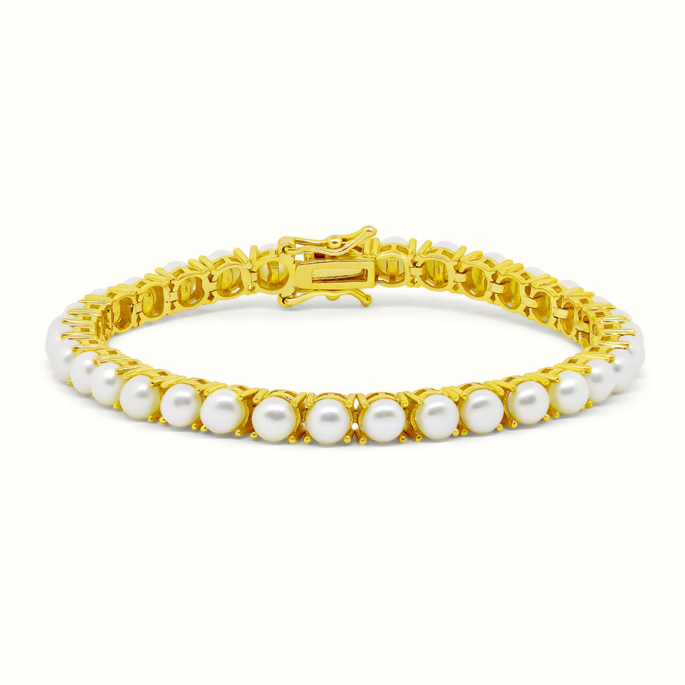 Women's Vermeil Pearl Tennis Bracelet The Gold Goddess Women’s Jewelry By The Gold Gods