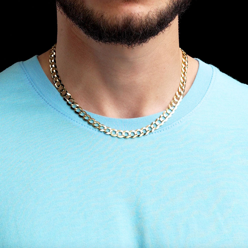 7.5mm 18inch Vermeil Curb Cuban Chain Italian .925 Sterling Silver The  Gold Gods Men's jewelry