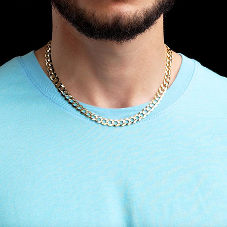 7.5mm 18inch Vermeil Curb Cuban Chain Italian .925 Sterling Silver The  Gold Gods Men's jewelry