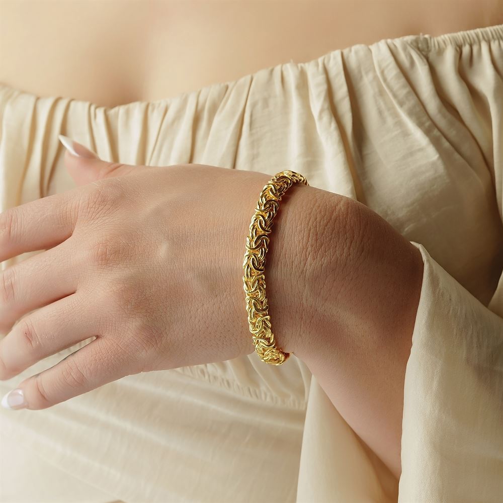 women's vermeil byzantine bracelet in gold by the gold goddess jewelry from the gold gods