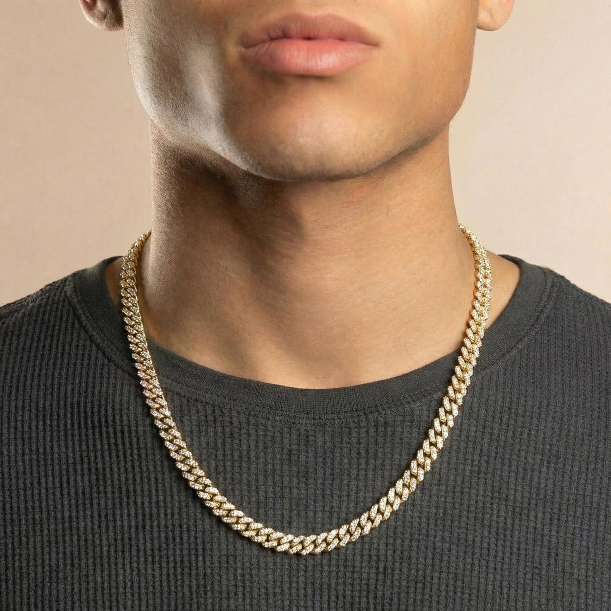 8mm 18 inch Gold Straight Edge Diamond Cuban The Gold Gods