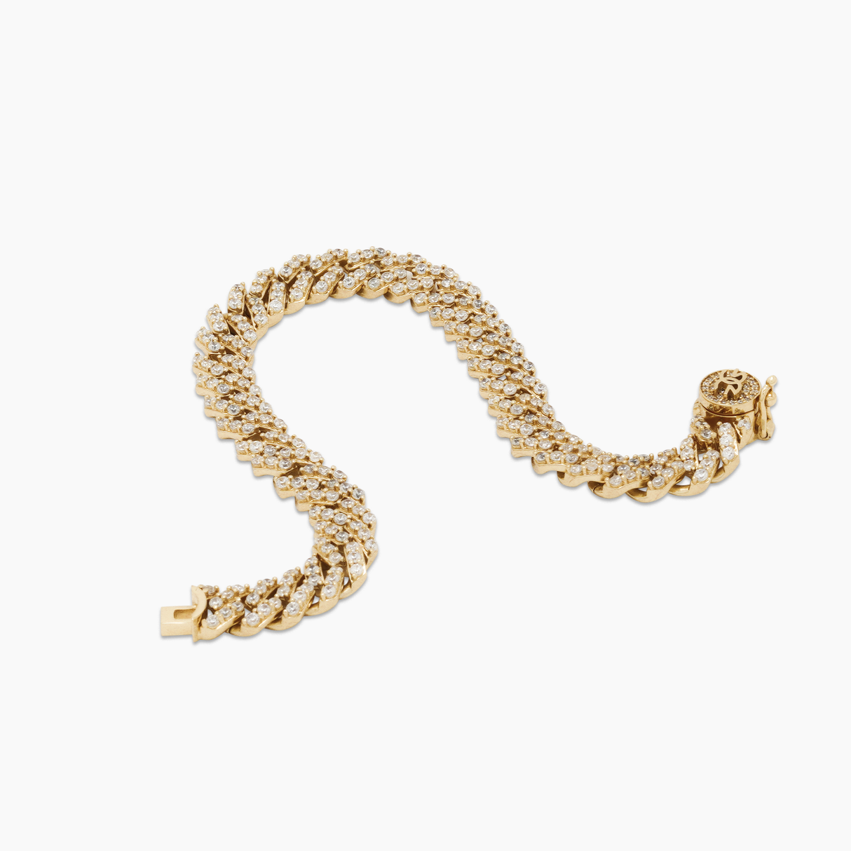 8mm Straight Edge Diamond Cuban Link Bracelet