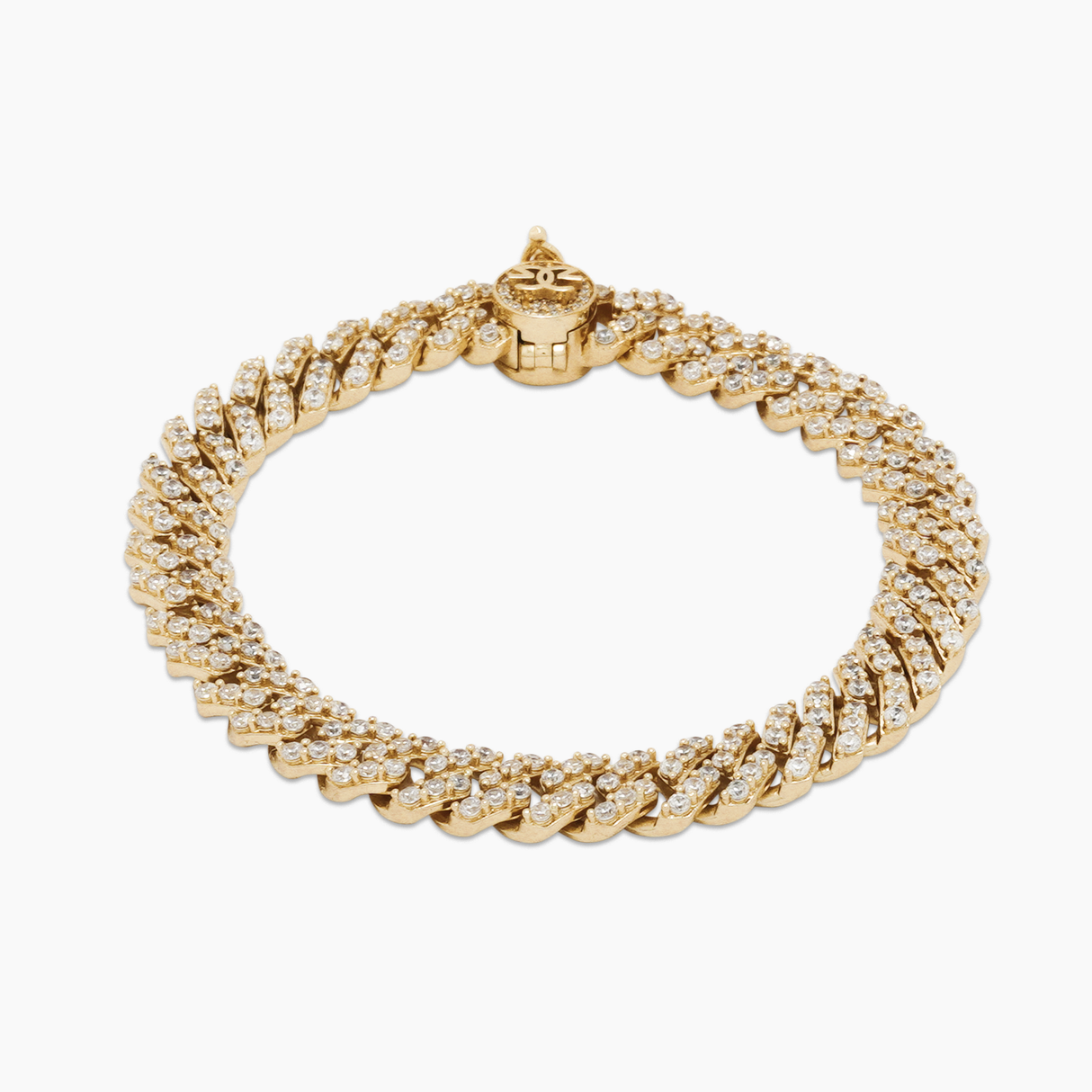 8mm Straight Edge Diamond Cuban Link Bracelet