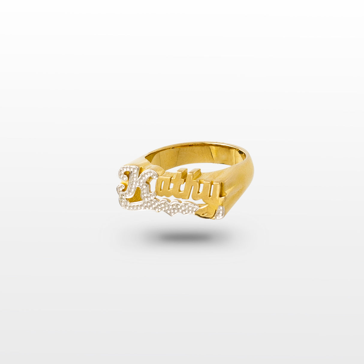 Women's Custom Personalized Script Name Ring Gold Gods 3