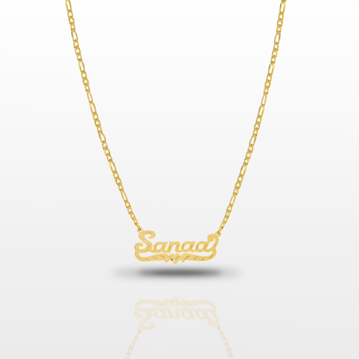 Women's Custom Name Plate Script Necklace Gold Gods 1