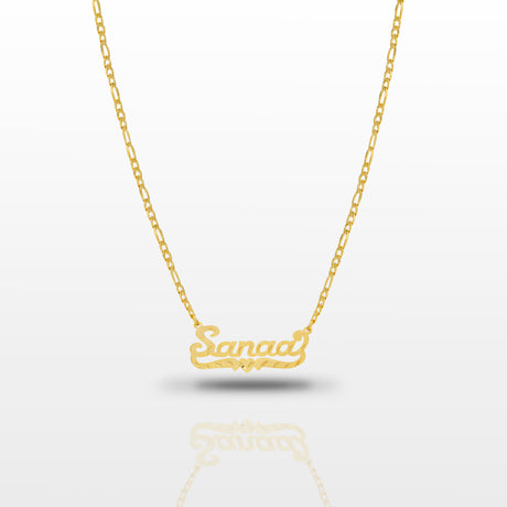 Women's Custom Name Plate Script Necklace Gold Gods 1