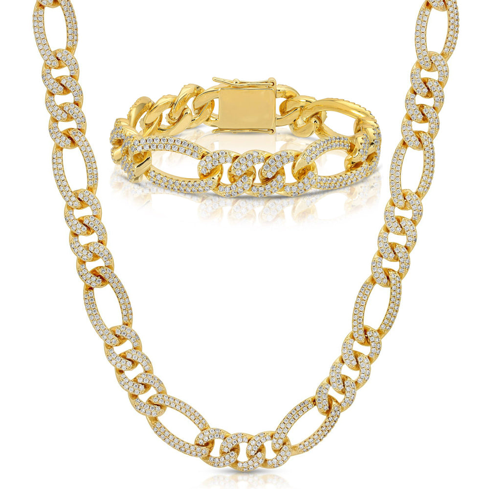 Diamond Figaro Chain Bracelet Bundle Set