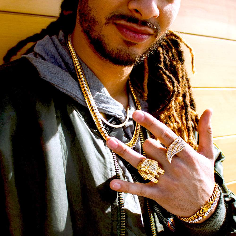 PHARAOH HEAD RING THE GOLD GODS MEN'S JEWELRY