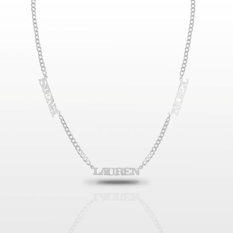 Women's Custom Three Name Plate Cuban Necklace Gold Gods 3