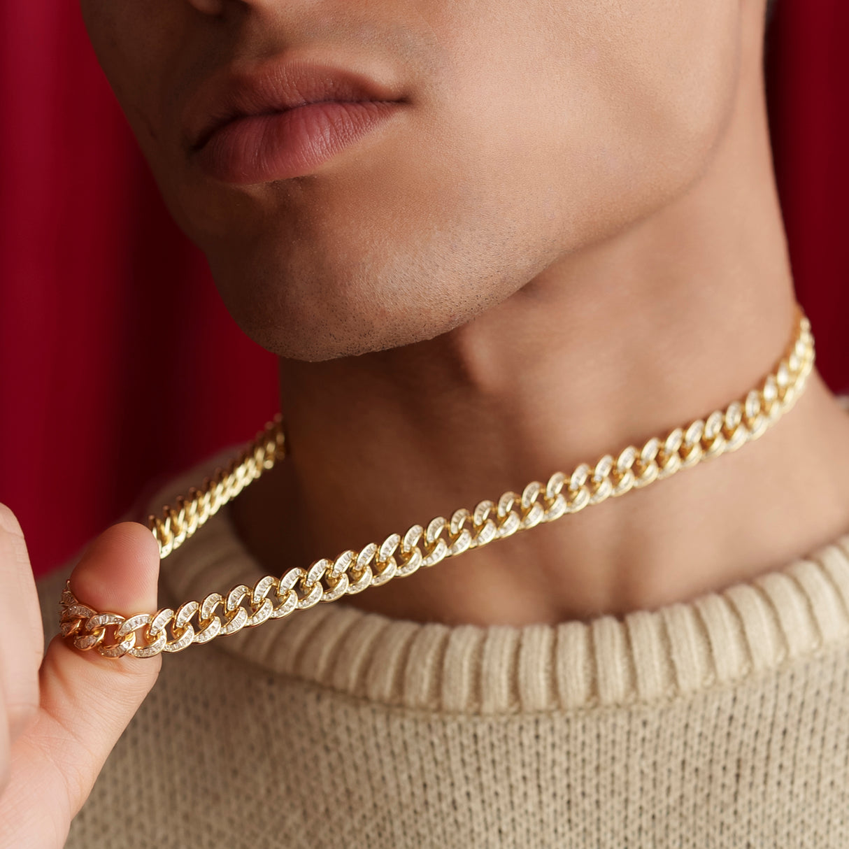 Vermeil Diamond Baguette Cuban Chain The Gold Gods Men's Jewelry