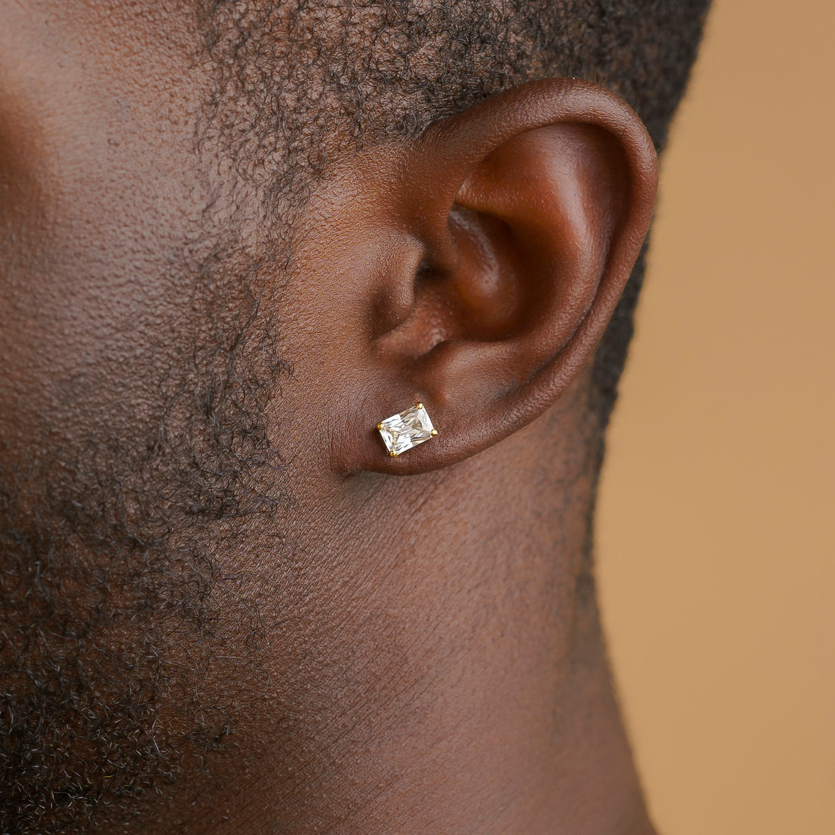 Vermeil Rectangle Diamond Stud Earrings