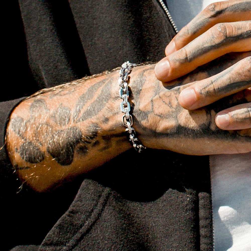 WHITE GOLD DIAMOND CABLE LINK BRACELET