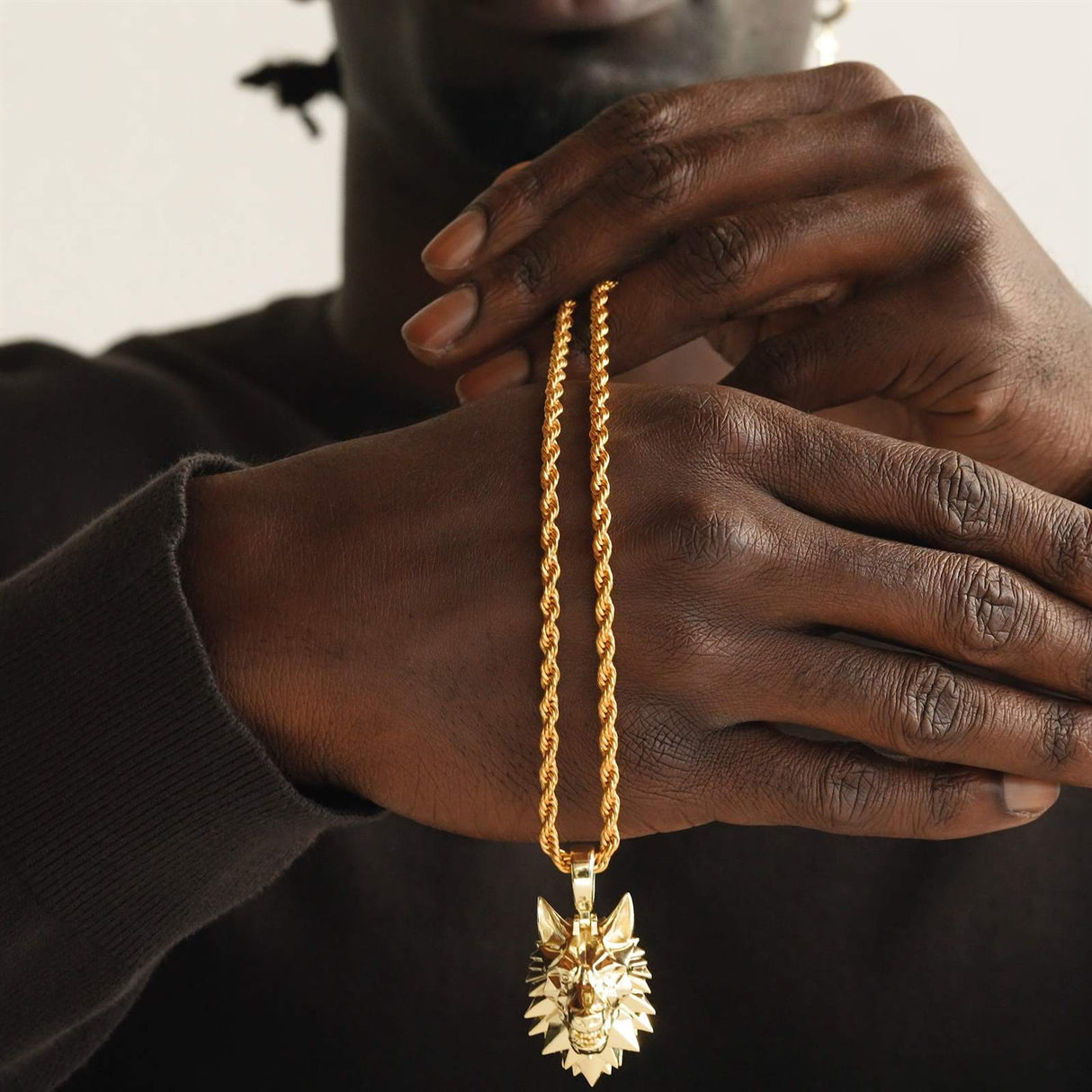 Wolf Head Necklace Pendant & Rope Chain The Gold Gods Men's Jewelry Video