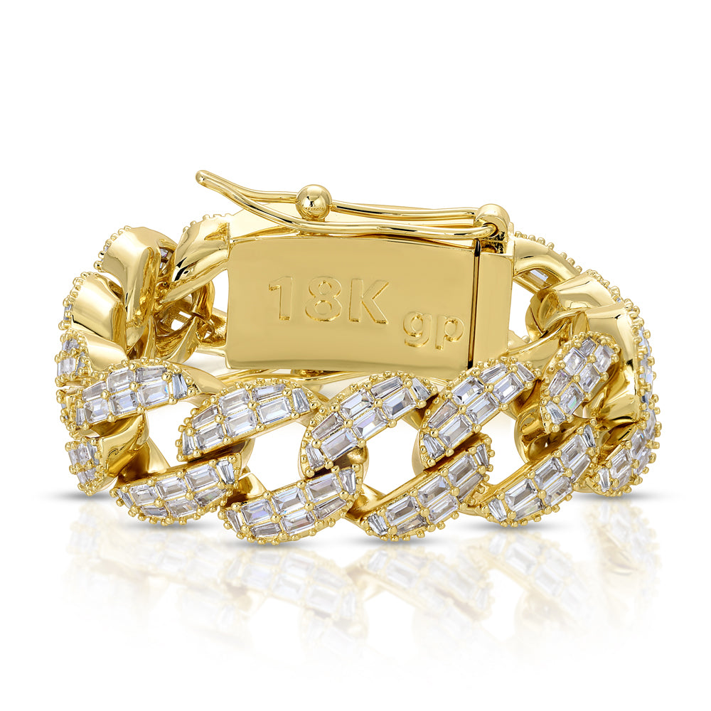 Diamond CZ Cuban Link Bracelet 18k Gold Plated Bracelet 