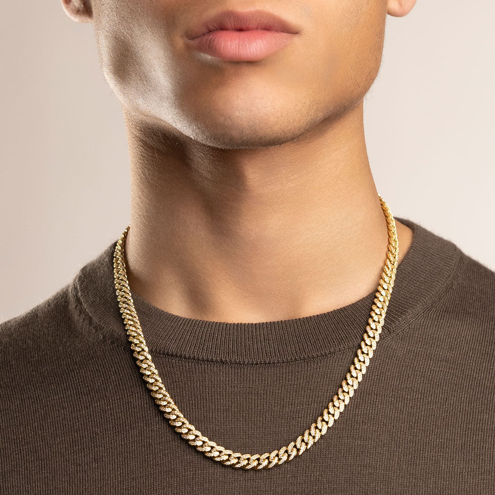 Diamond Cuban Link Micro Choker Chain 8mm The Gold Gods lifestyle look Gold