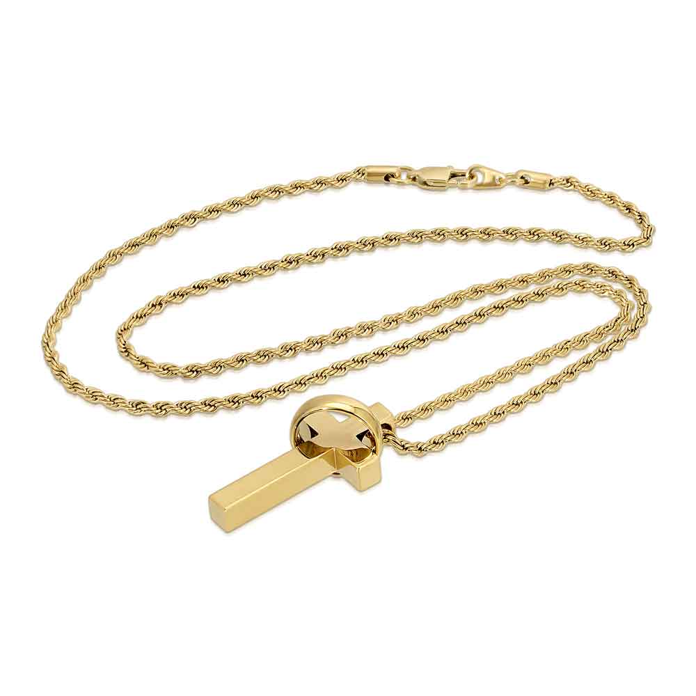 Circulum Gold Cross Necklace Pendant & Rope Gold Chain The Gold Goddess side view