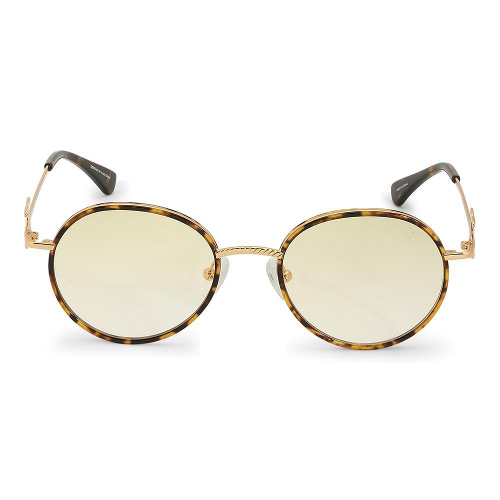 Gold Iris Designer Round Sunglasses The Gold Goddess Yellow Gradient