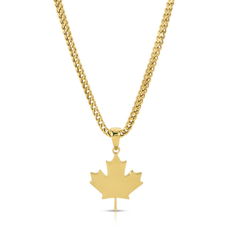 Maple Leaf Pendant Necklace & Franco Gold Chain