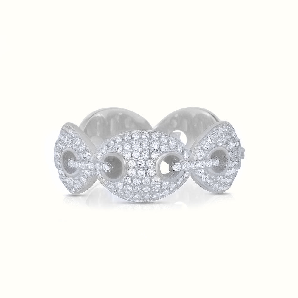 Men's Silver Diamond Puff Ring