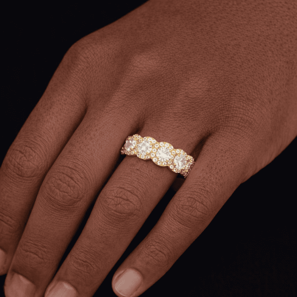 mens vermeil diamond eternity halo ring the gold gods