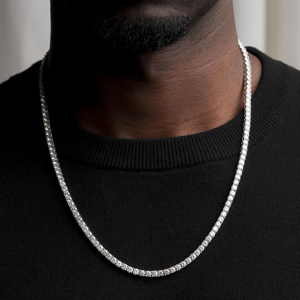 4mm Moissanite Diamond Silver Tennis Chain The Gold Gods Men's Jewelry