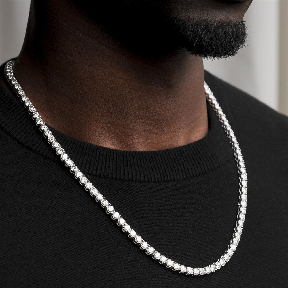 5mm Moissanite Diamond Silver Tennis Chain The Gold Gods Men's Jewelry
