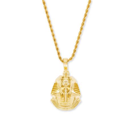 Pharaoh Head V2 Necklace Pendant & Rope Chain The Gold Gods Men's Jewelry