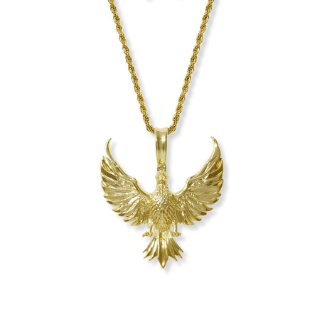 Gold Phoenix Necklace Pendant & Rope Gold Chain