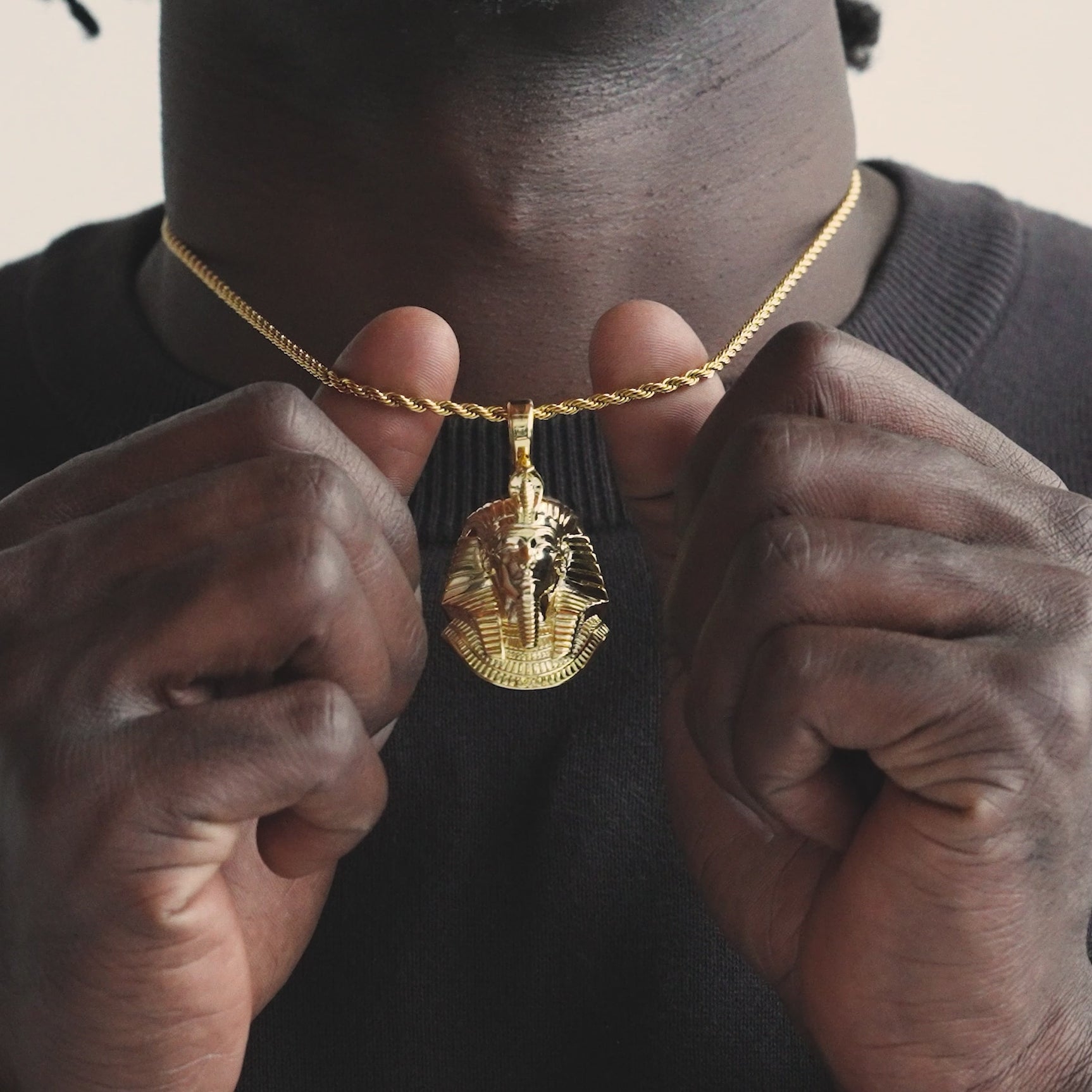 Pharaoh Head V2 Necklace Pendant & Rope Chain The Gold Gods Men's Jewelry Video