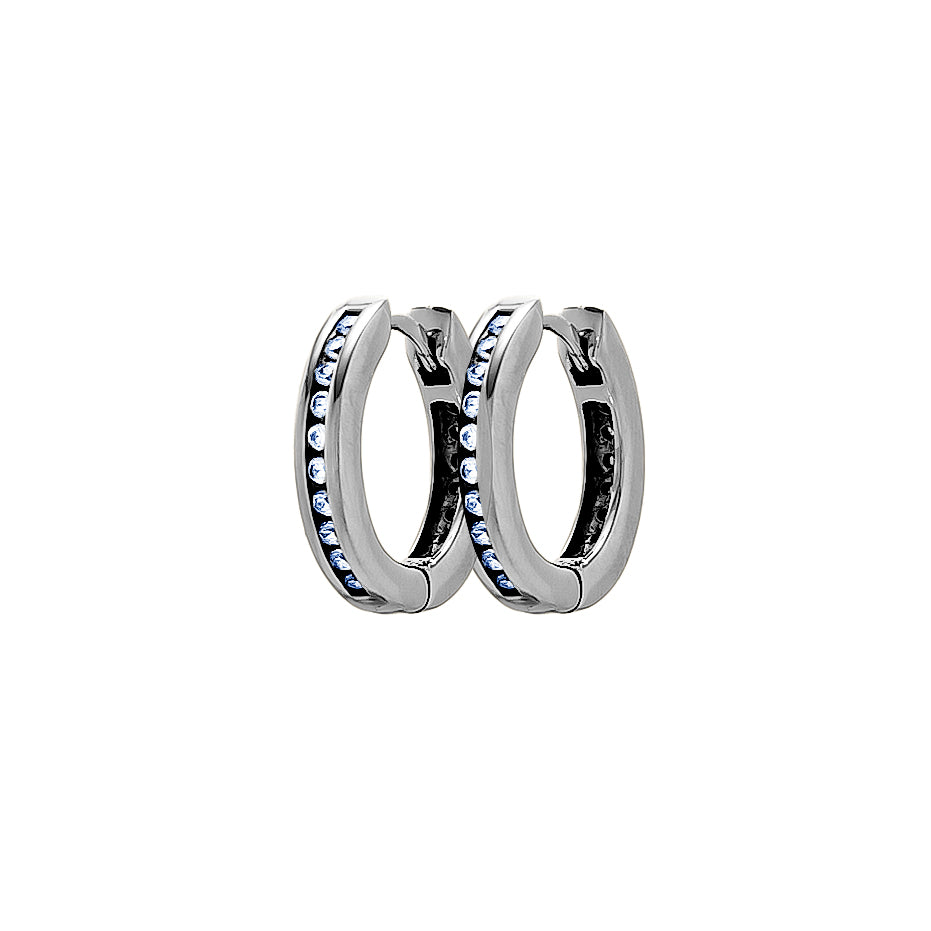 Silver Micro Diamond Hoop Earrings