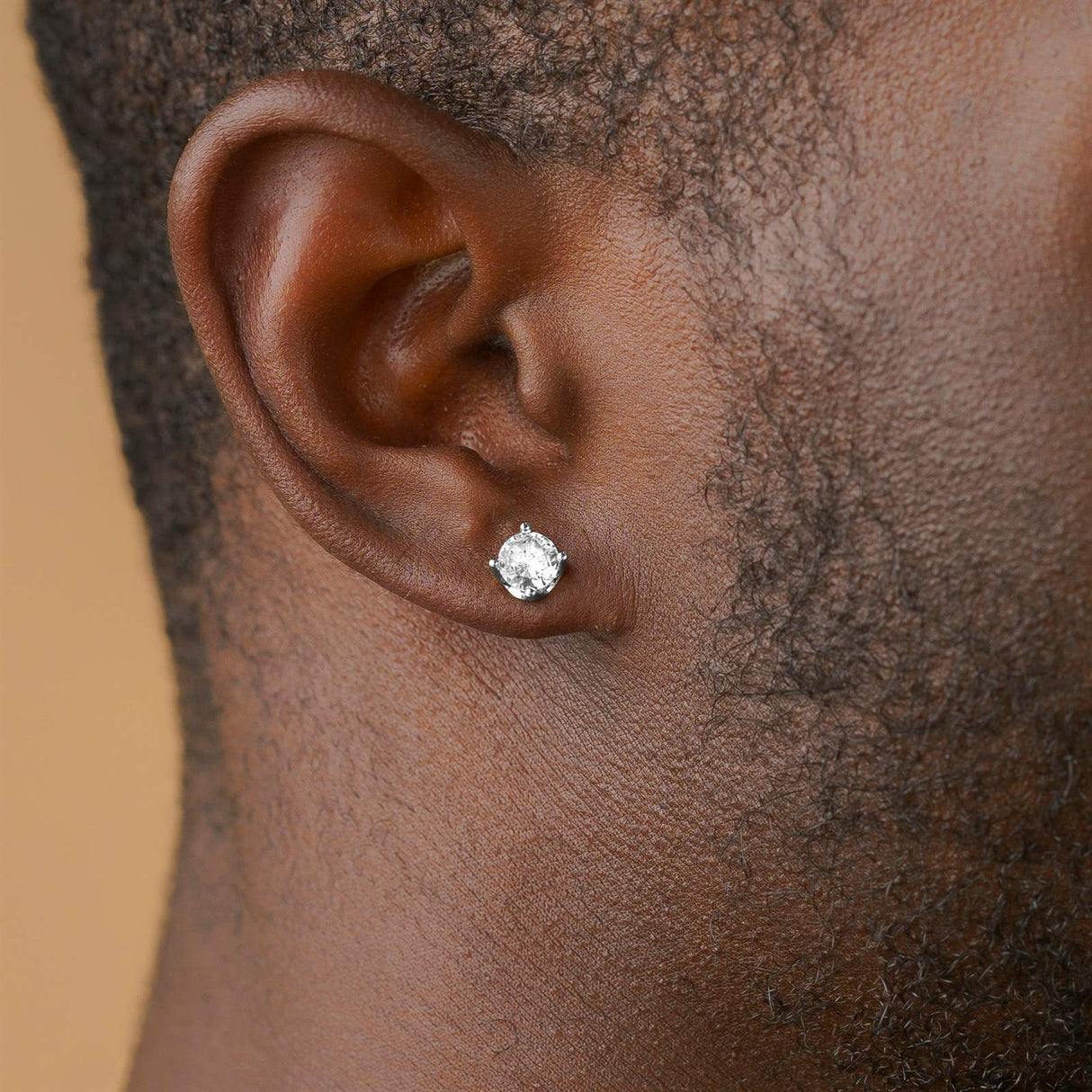 Silver Round Diamond Stud Earrings