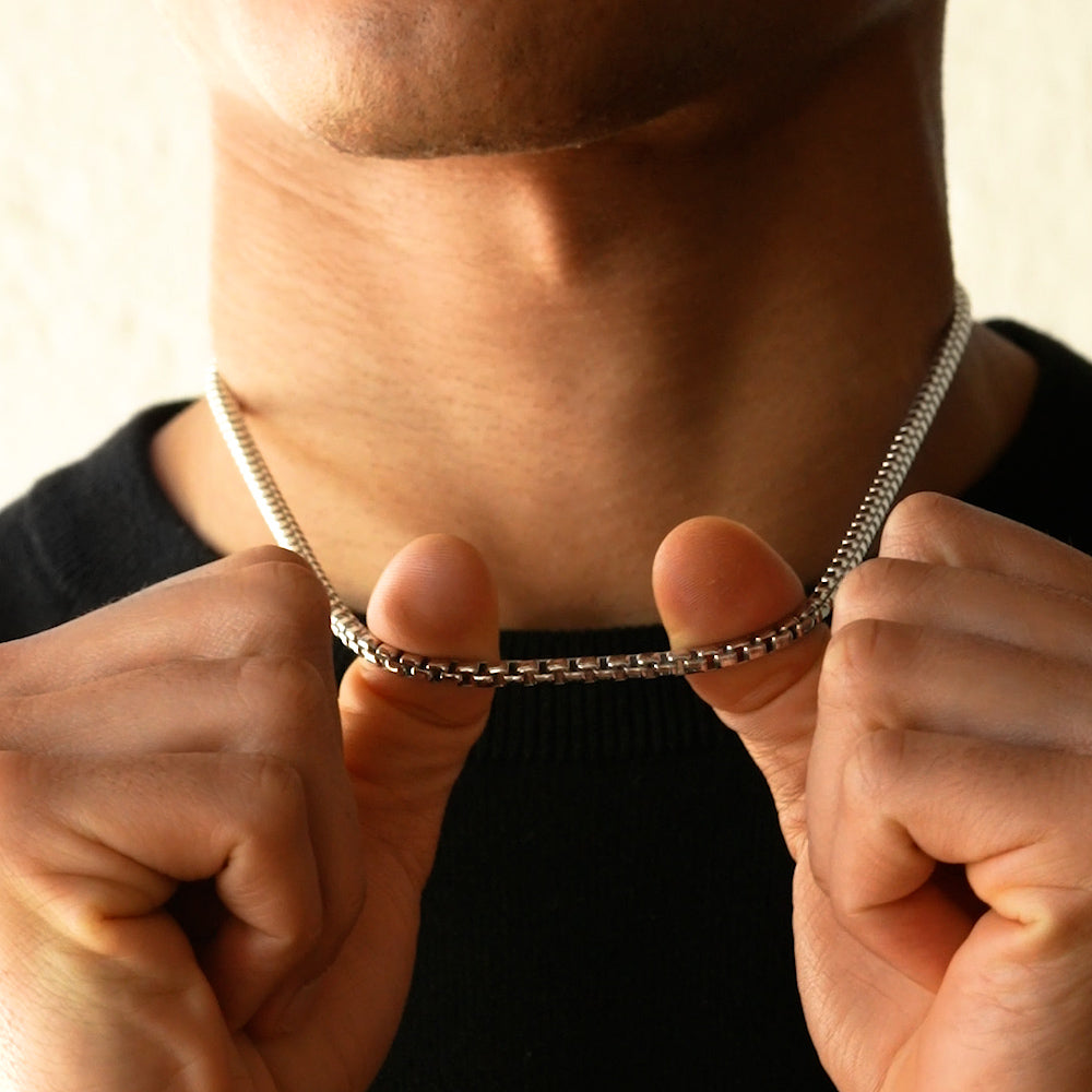 Silver Round Box Chain The Gold Gods Men's Jewelry