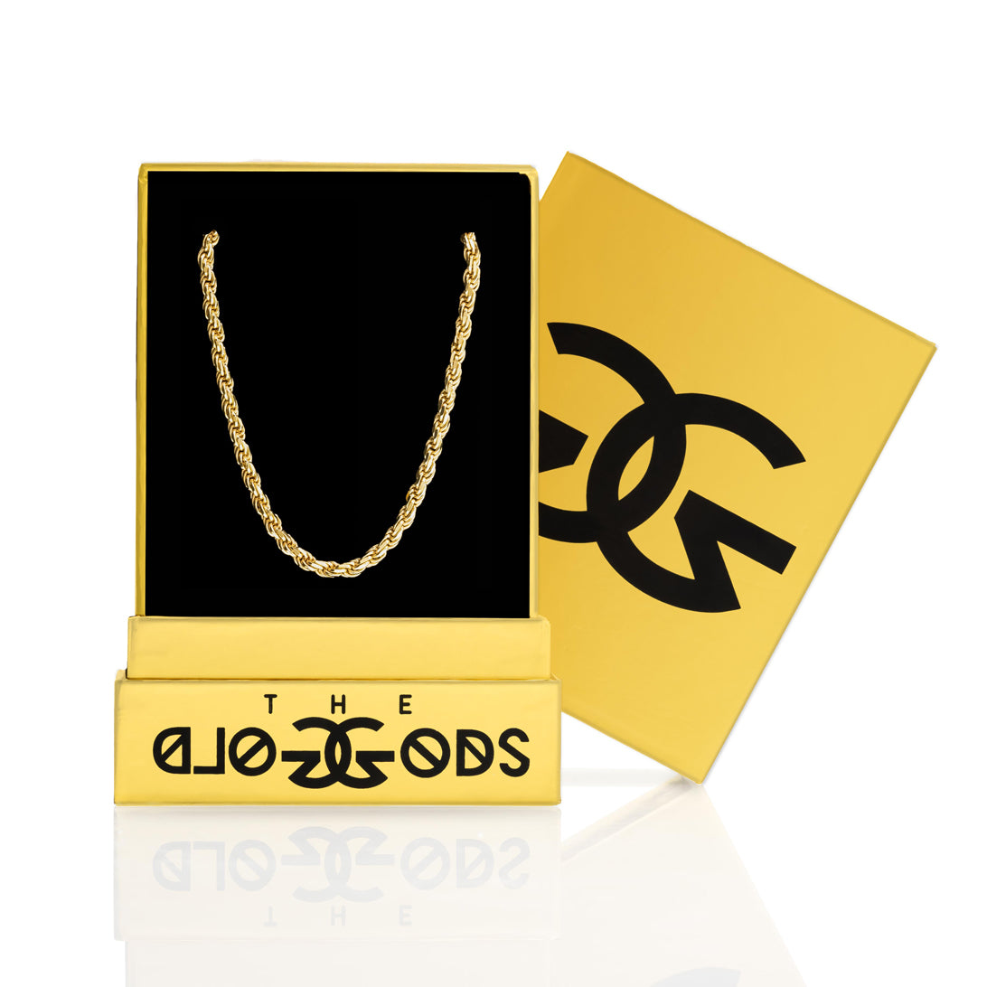 Solid Gold Rope Chain Hollow The Gold Gods Men's Jewelry In Box