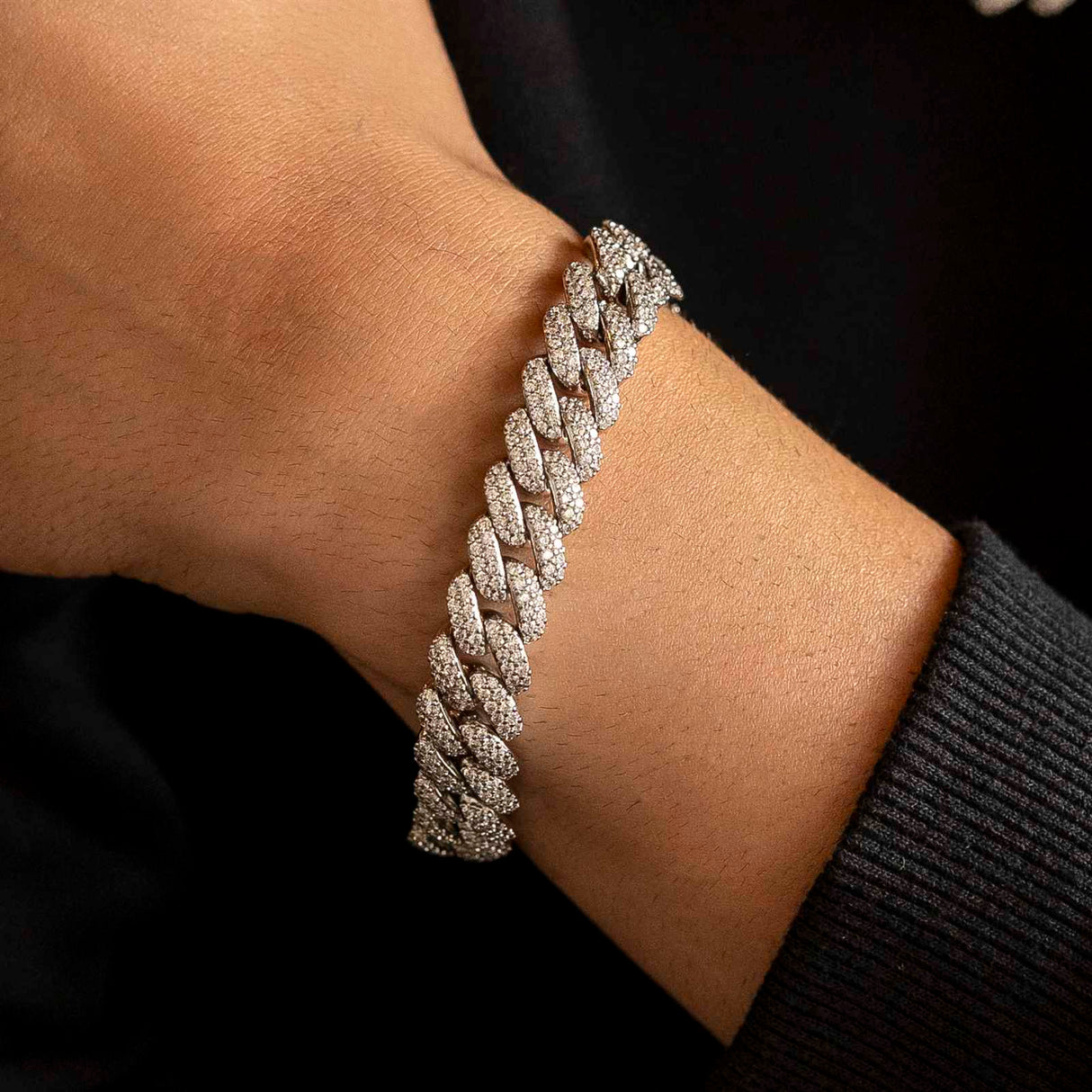 White Gold Diamond Cuban Link Bracelet (12mm)
