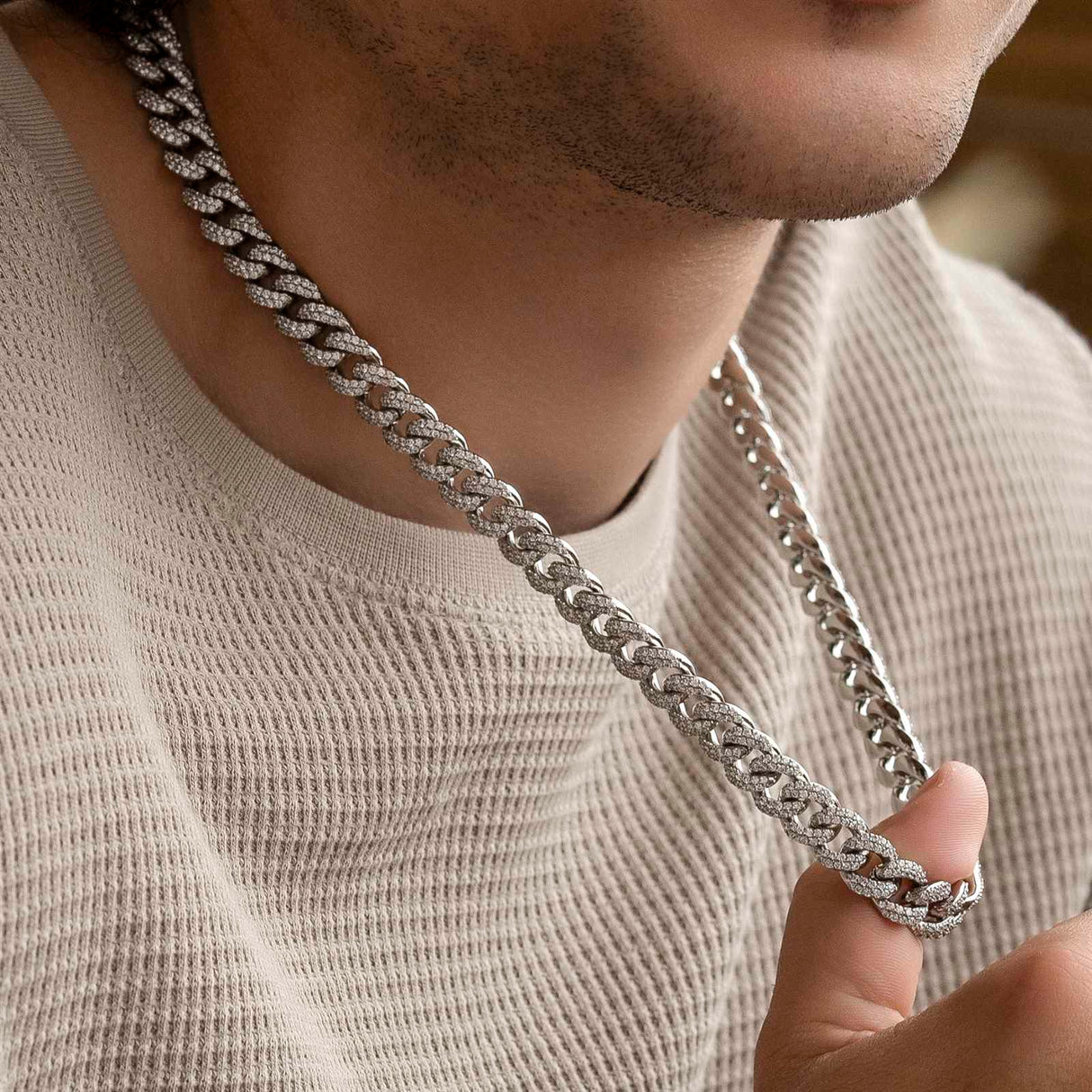 Diamond Cuban Link Chain White Gold (10mm)